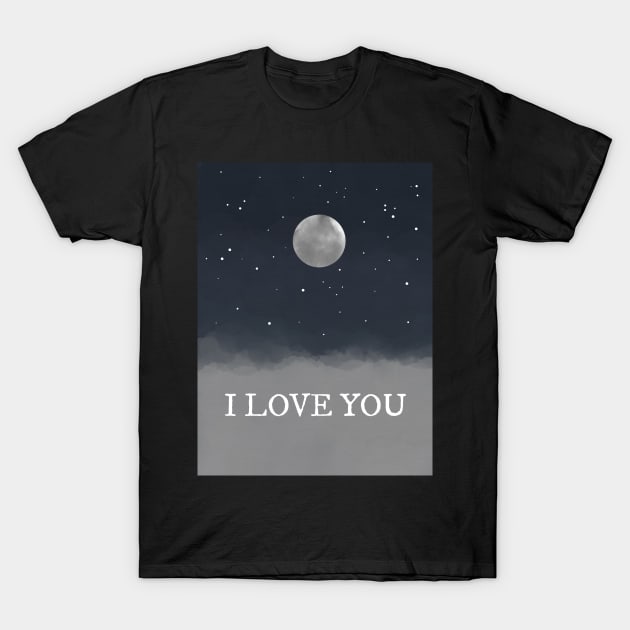 I Love You Moon And Stars At Night T-Shirt by faiiryliite